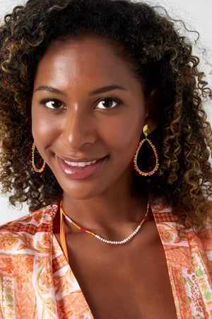 Necklace beaded party - orange/Gold color h5 Picture2